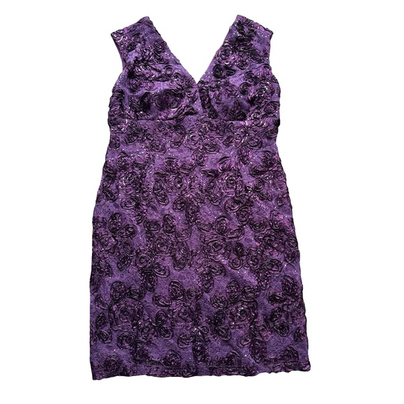 Marina Dresses & Skirts - Marina Sheath Dress Size 14 Purple Floral Lace Sequin Embellishments V-Neck